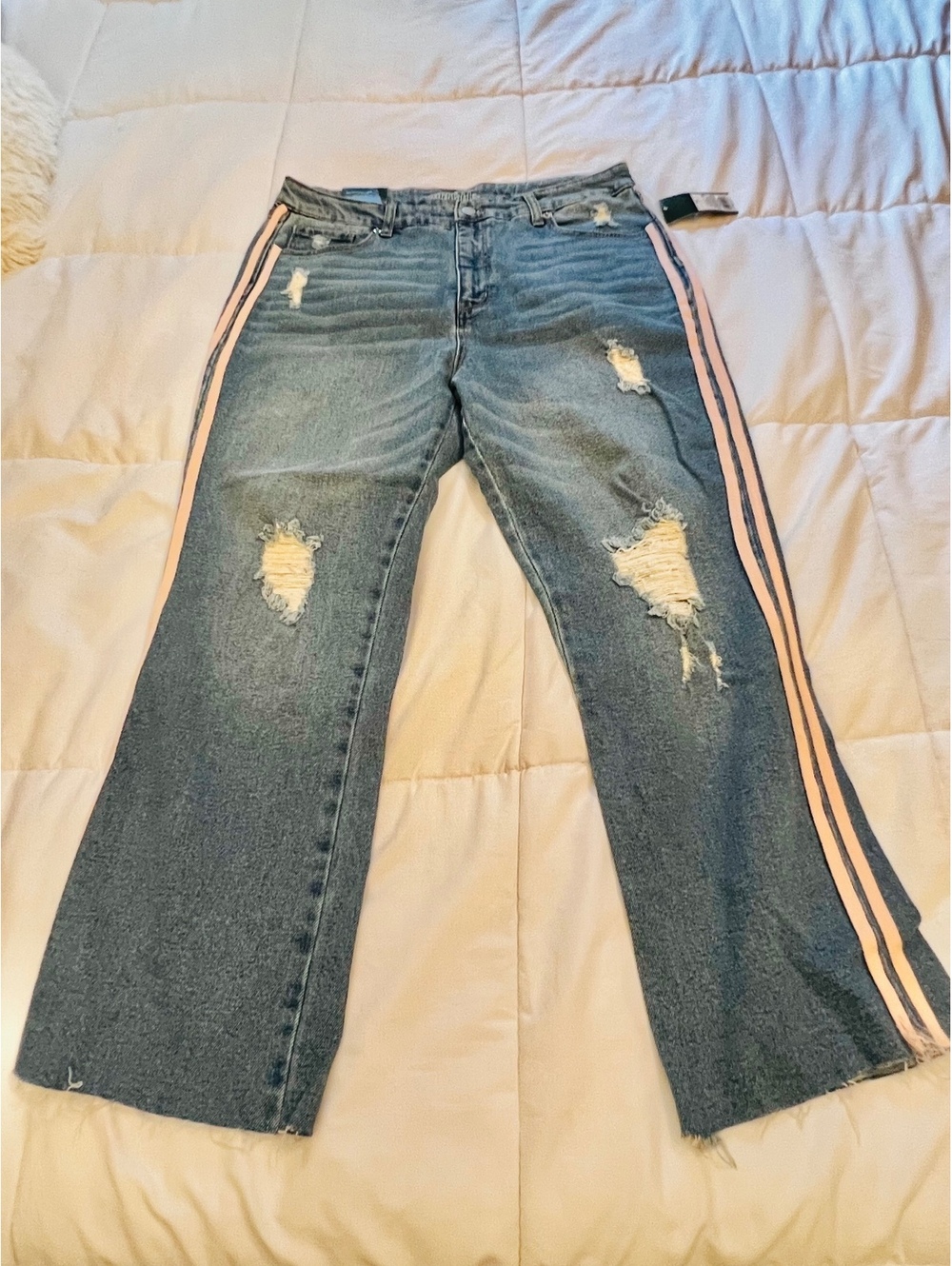 Wild Fable Women’s size 14 distressed jeans with pink stripe down side